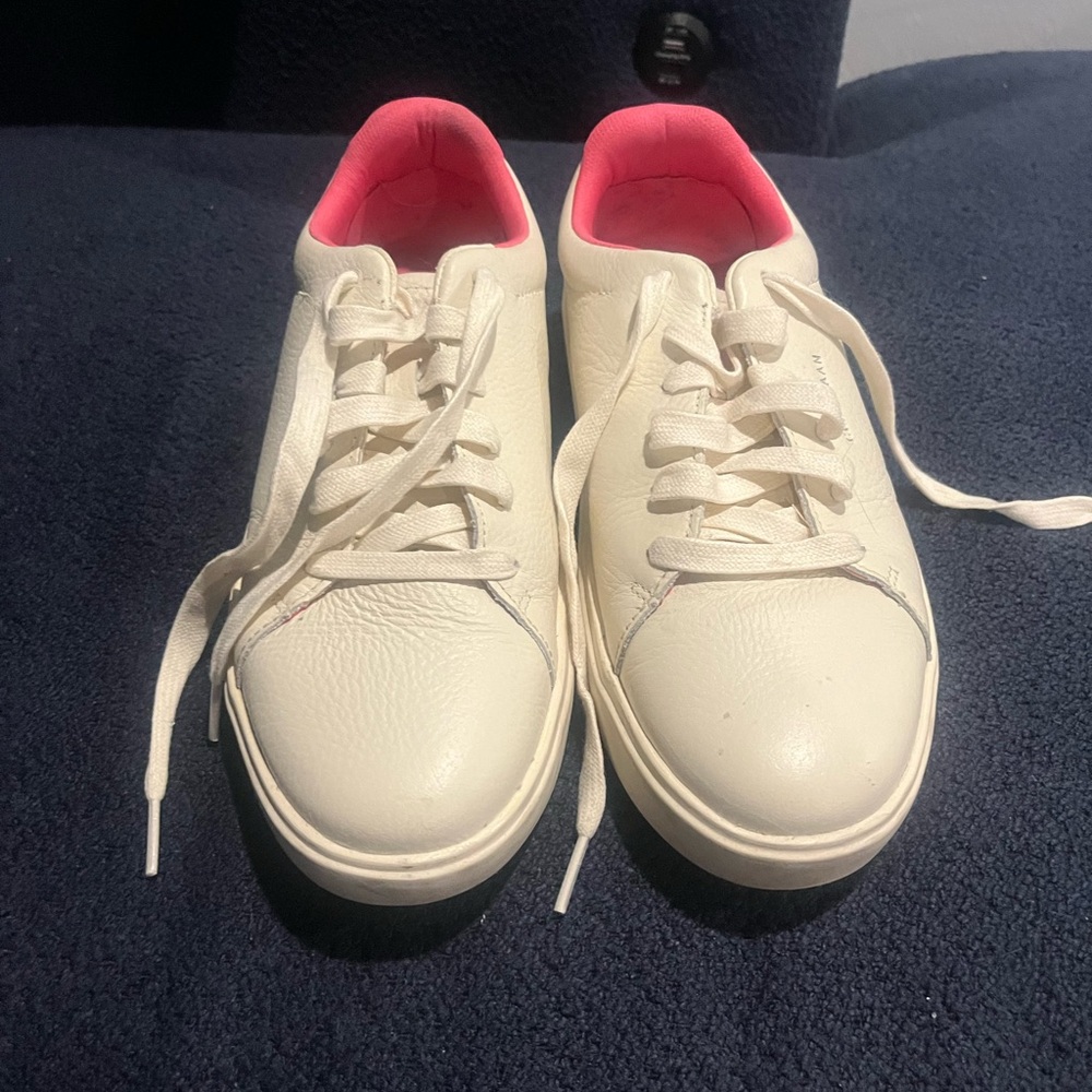 White Sneakers with Pink Lining